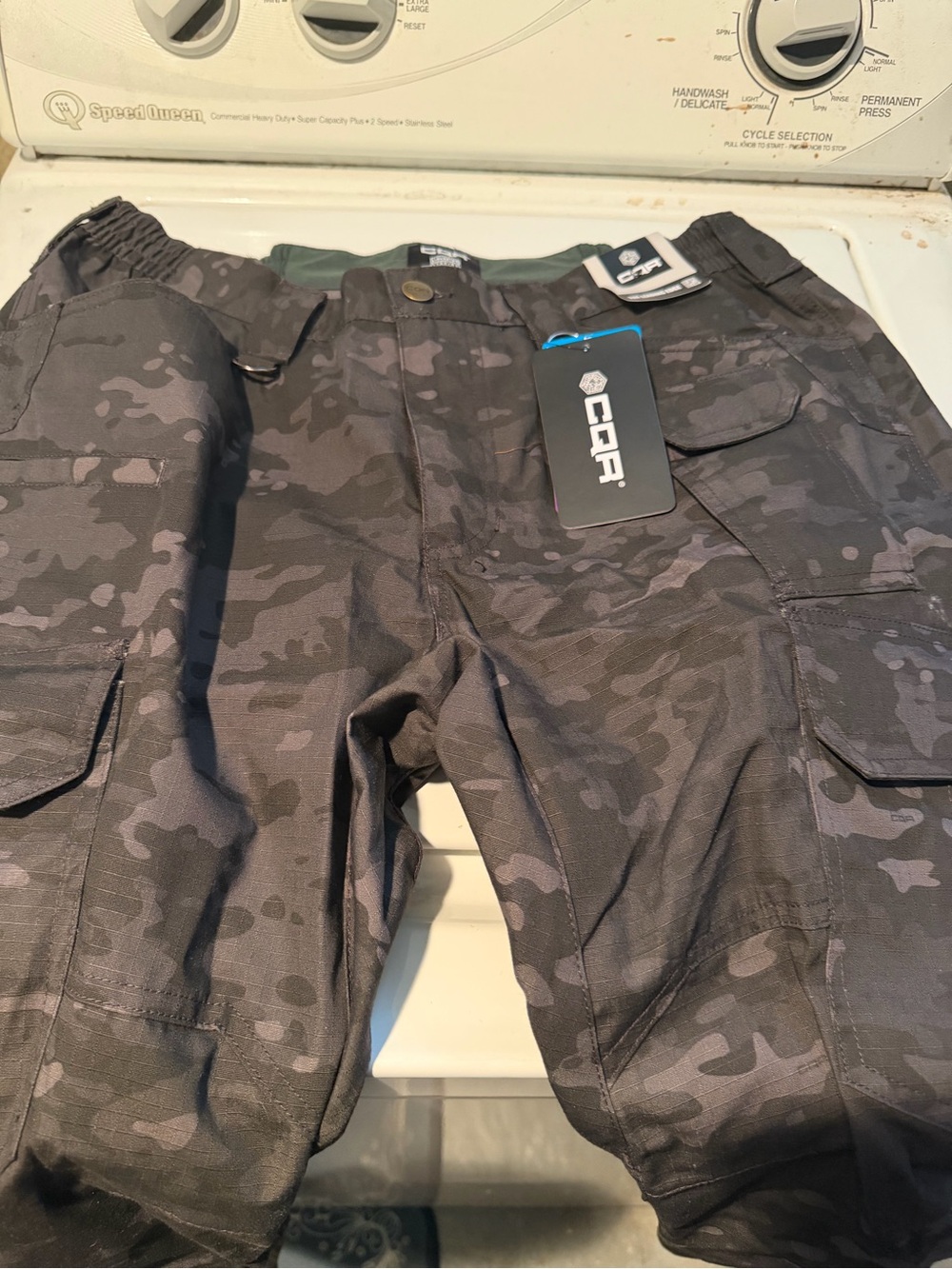CQR Men's Black Camo Cargo Pants